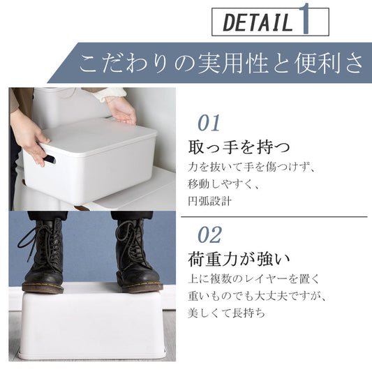 収納ボックス・フタ付き・持ち手付き・積み重ねできる衣類収納ケース 押入れ整理に