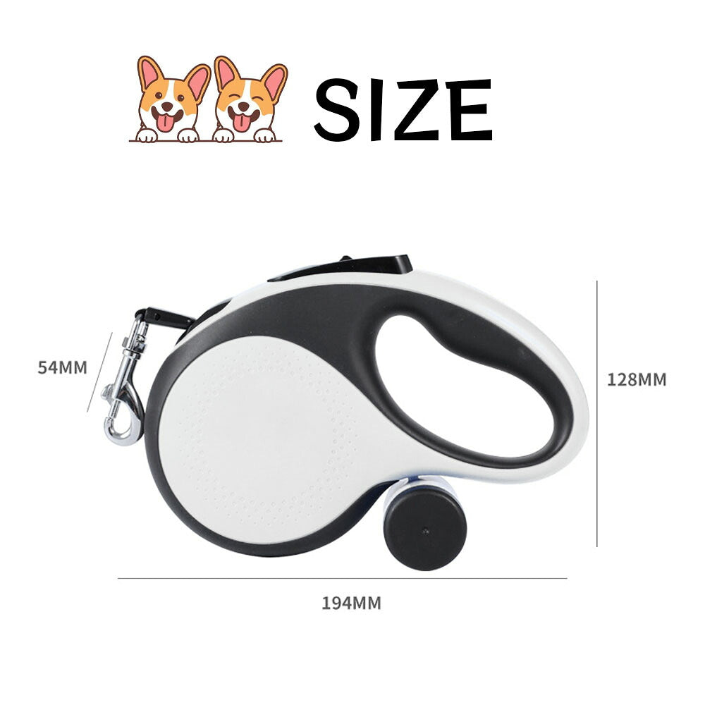 自動伸縮ペットリード ゴミ袋ホルダー付き 3M/5M/8M 中大型犬対応