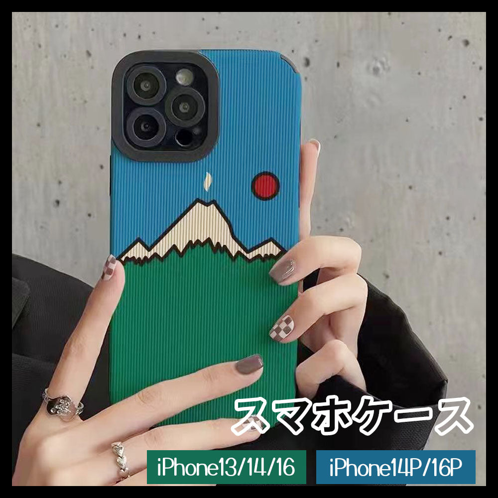 山風景アート柄スマホケース 耐衝撃TPU・カメラ保護 iPhone対応