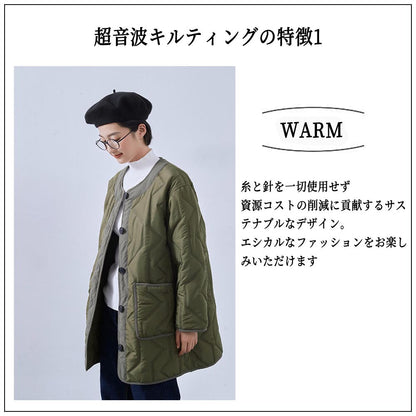 超音波キルティング ミディアム丈ジャケット 中綿入りエシカルアウター KNSJ371
