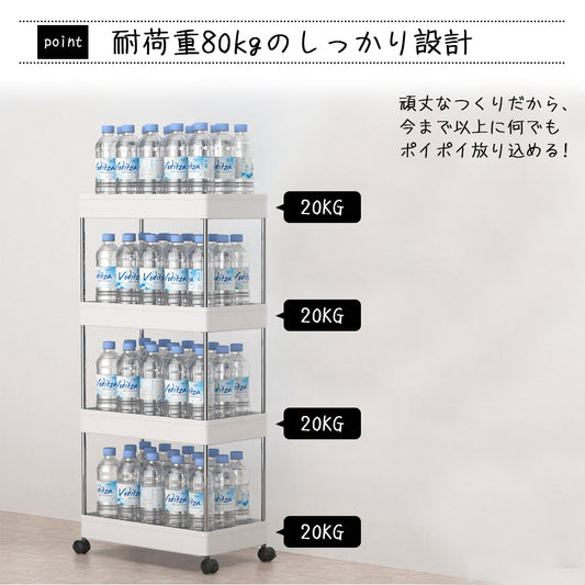 すきま収納に便利なキャスター付きメッシュラックワゴン