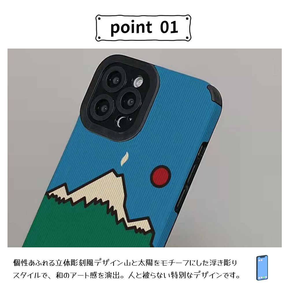 山風景アート柄スマホケース 耐衝撃TPU・カメラ保護 iPhone対応