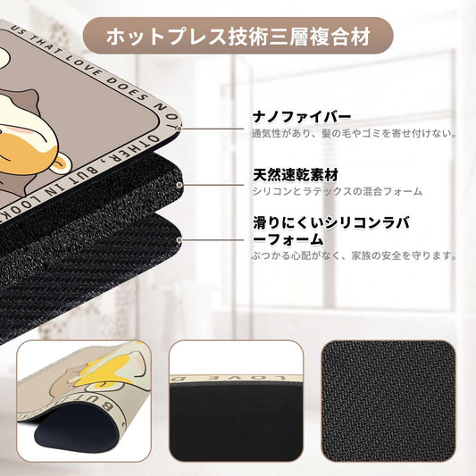 珪藻土バスマット 吸水・速乾・滑り止め付き 洗面所・玄関に 40×30cm X30