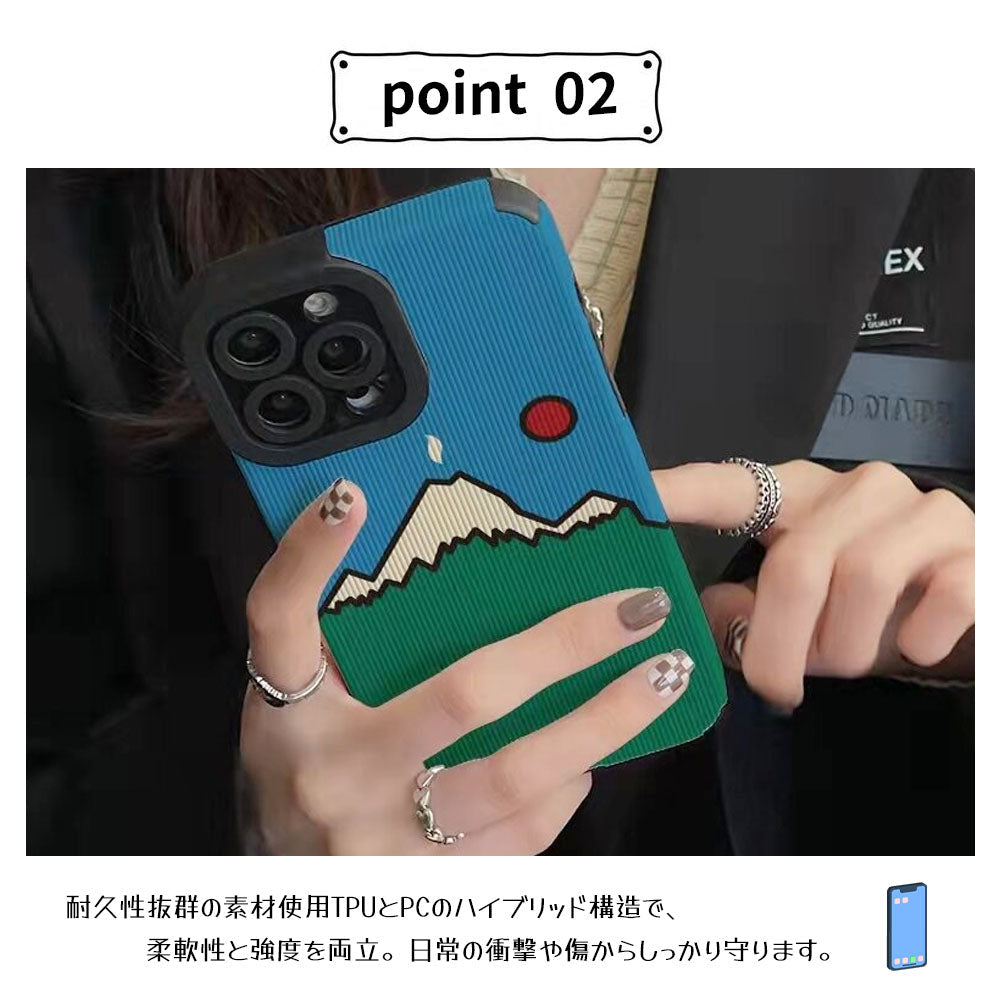 山風景アート柄スマホケース 耐衝撃TPU・カメラ保護 iPhone対応