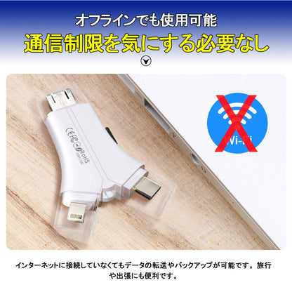 4in1 SDカードリーダー iPhone・スマホ・PC対応 写真やデータのバックアップに便利