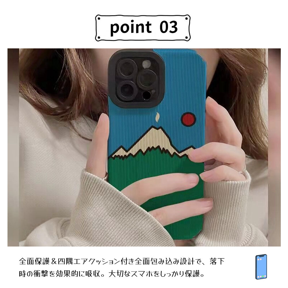 山風景アート柄スマホケース 耐衝撃TPU・カメラ保護 iPhone対応