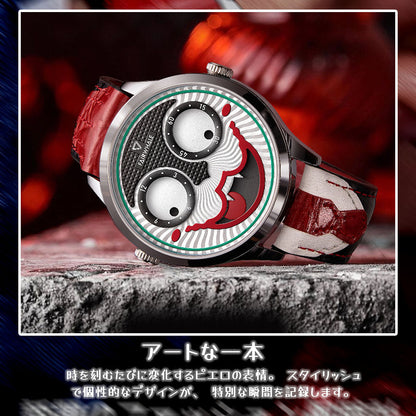 ピエロモチーフ アートウォッチ 耐摩耗・傷つきにくい ユニークな腕時計
