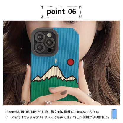 山風景アート柄スマホケース 耐衝撃TPU・カメラ保護 iPhone対応