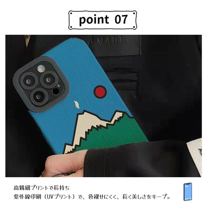 山風景アート柄スマホケース 耐衝撃TPU・カメラ保護 iPhone対応
