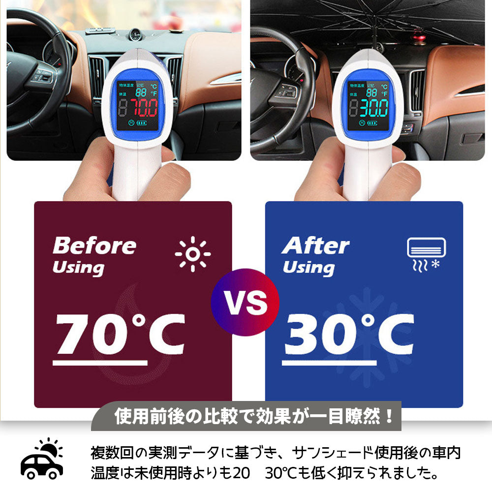車用サンシェード フロント用 傘型 折りたたみ式