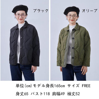 超音波キルティング ショート丈中綿ジャケット 襟付きアウター KNSJ372