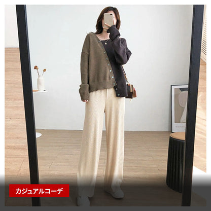 カラーブロック ドロップショルダー ニットカーディガン 非対称デザイン 使用シーン