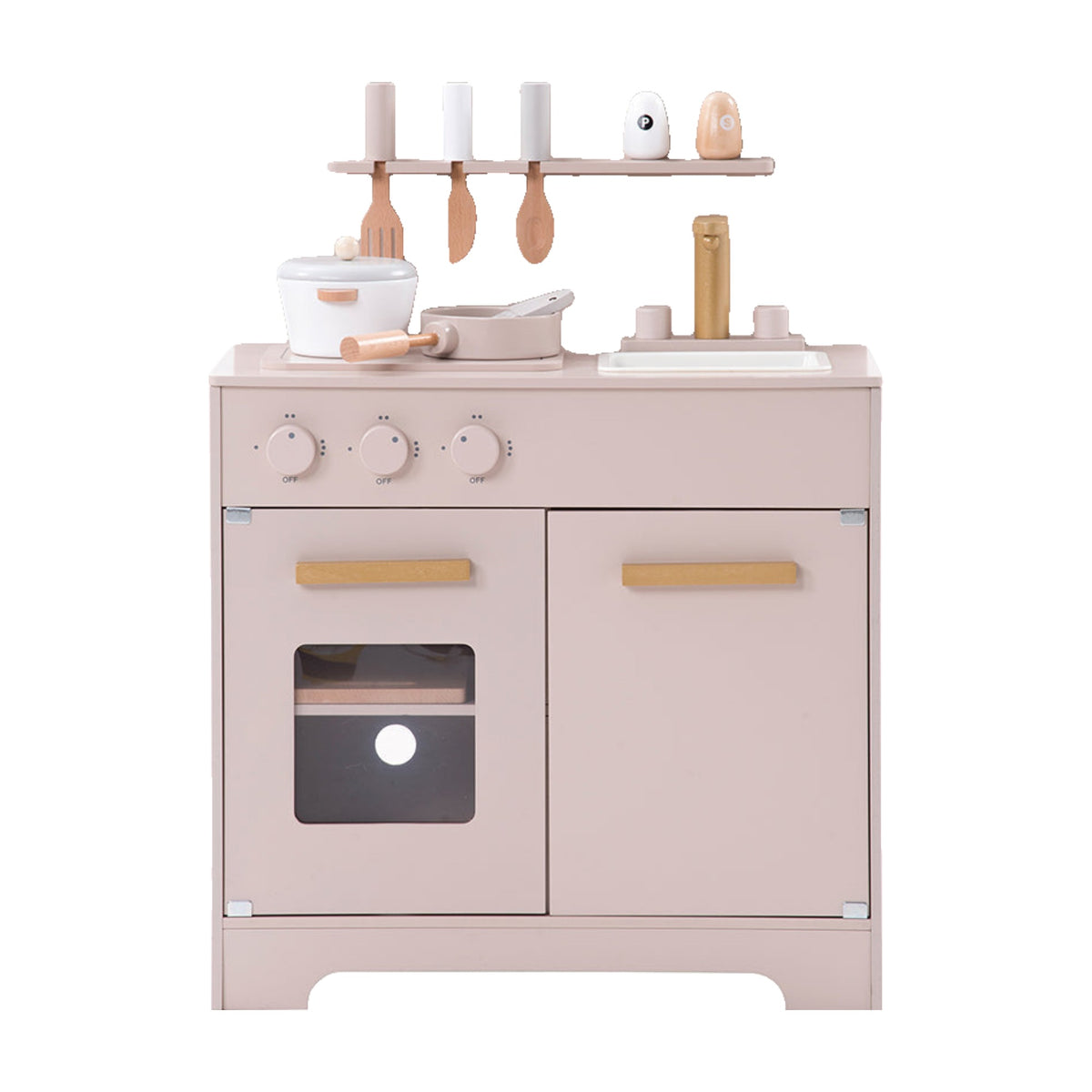 木製おままごとキッチン コンロ・シンク・洗濯機付き 知育玩具 調理器具セット WF295644AAA