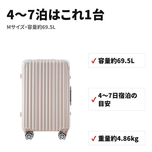 スーツケース Mサイズ USBポート・カップホルダー・TSAロック付き ダブルキャスター キャリーケース PP316712PAA 特長