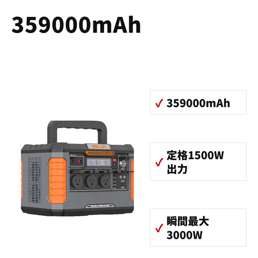 BALDR ポータブル電源 1328Wh / 1500W 大容量蓄電池 停電対策・キャンプ・災害用 PIONEER600 R1003 特長