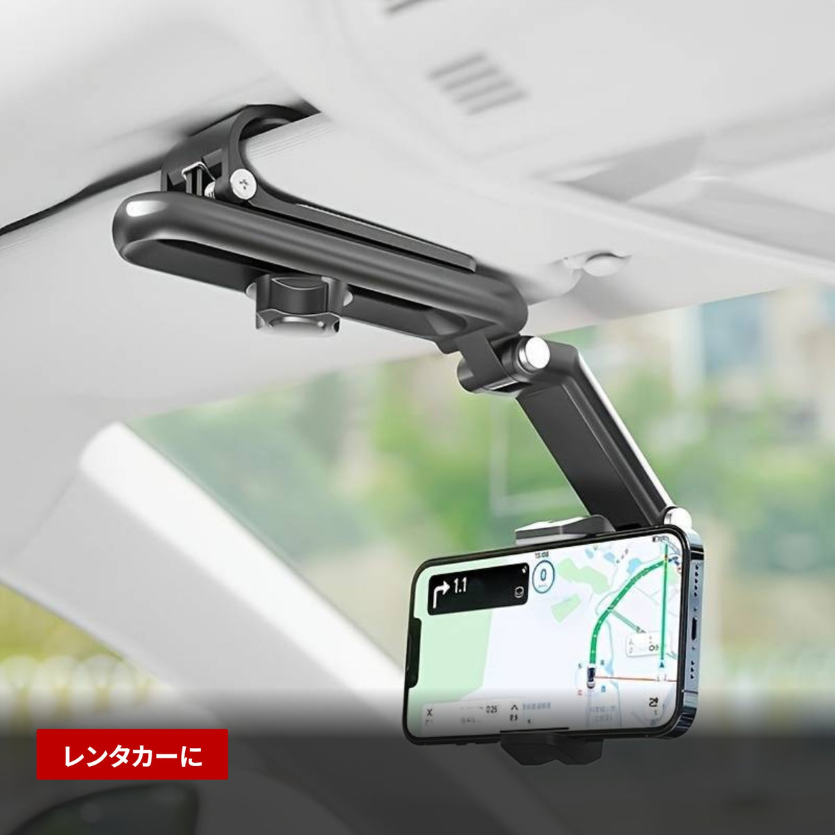 1080°回転式サンバイザー車載スマホホルダー 調整可能マウント 使用シーン