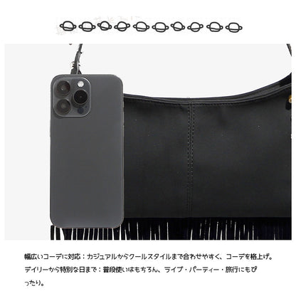 スタッズ&フリンジ ショルダーバッグ 型崩れしにくい大容量 斜め掛けOK