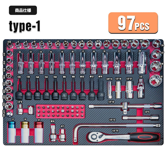 7段引き出し式ツールキャビネット 工具セット415点組