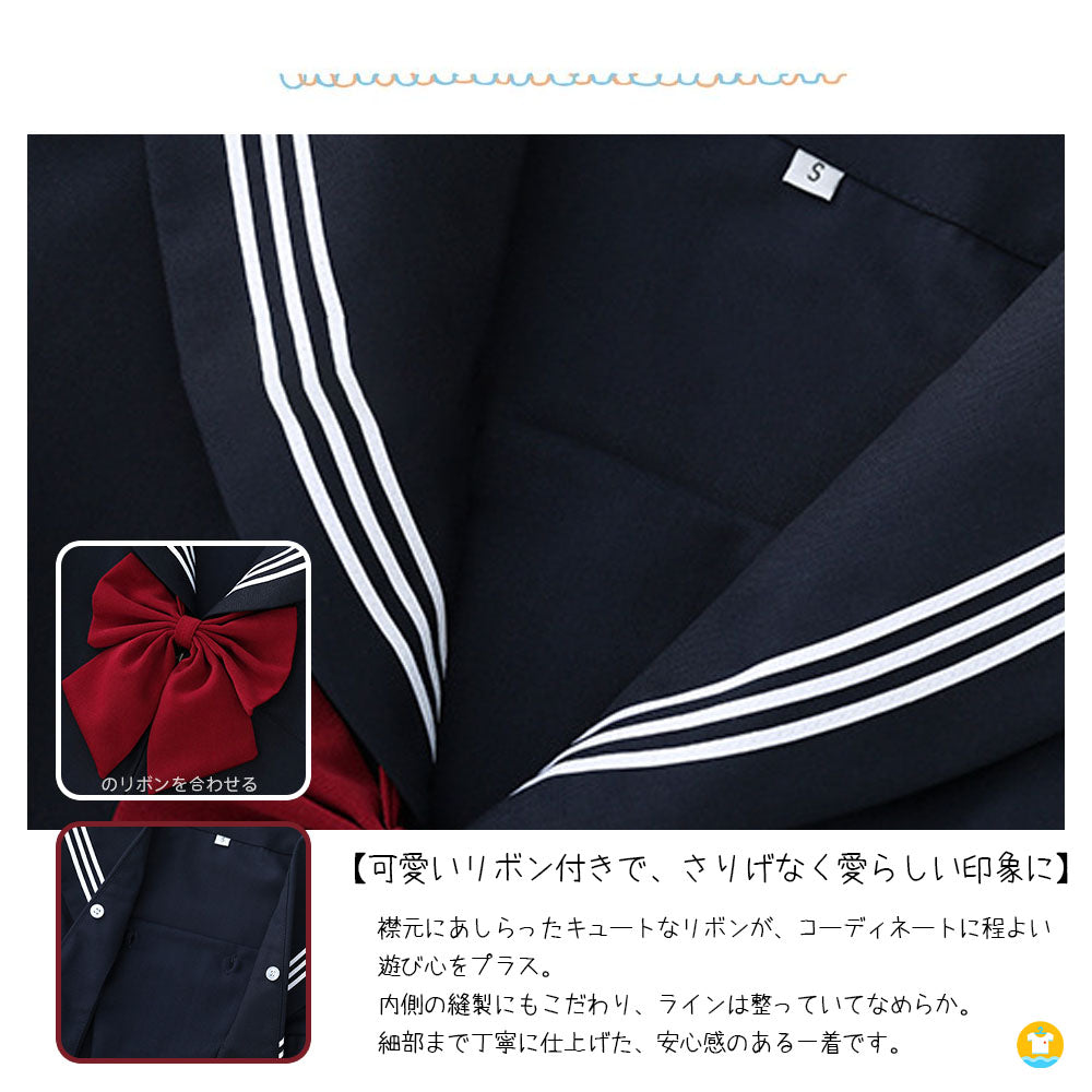JK制服セット ブルーリボン ブレザー×チェックスカート 長袖・半袖