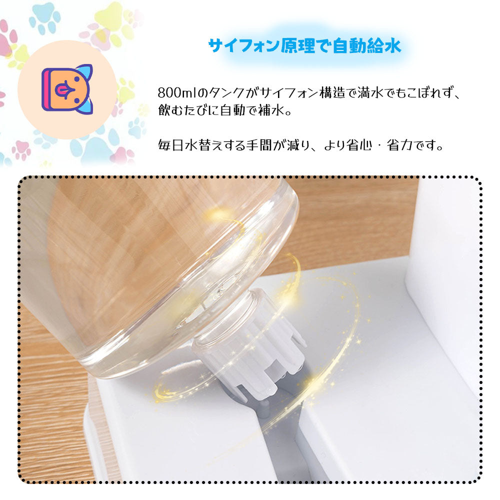 ペット用 自動給水・給餌ボウルセット 15°傾斜デザイン 猫・小型犬向け