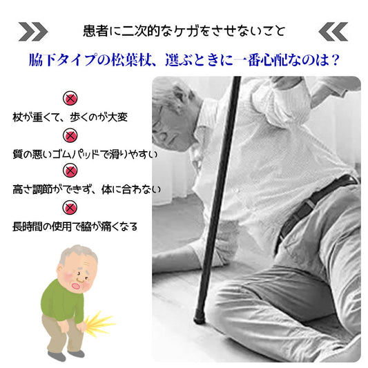 松葉杖 高さ調節可能 身長145～195cm対応 軽量で疲れにくい 歩行補助