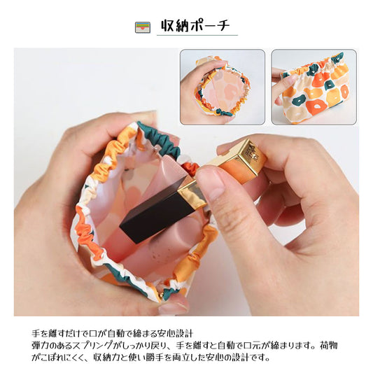 桃柄ミニポーチ コンパクト小物収納 バッグインポーチ