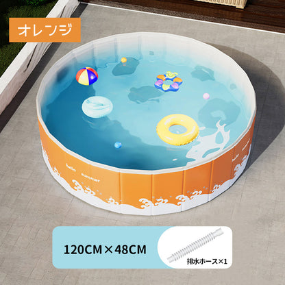折りたたみ式子供用プール 空気入れ不要 広げるだけで使える円形プール 120×48cm