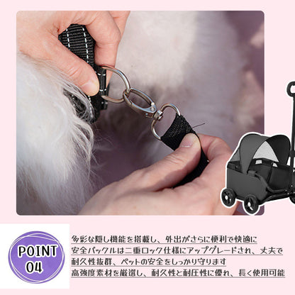 ペットカート 折りたたみ式 犬・猫用カート サンシェード・安全ロック付き