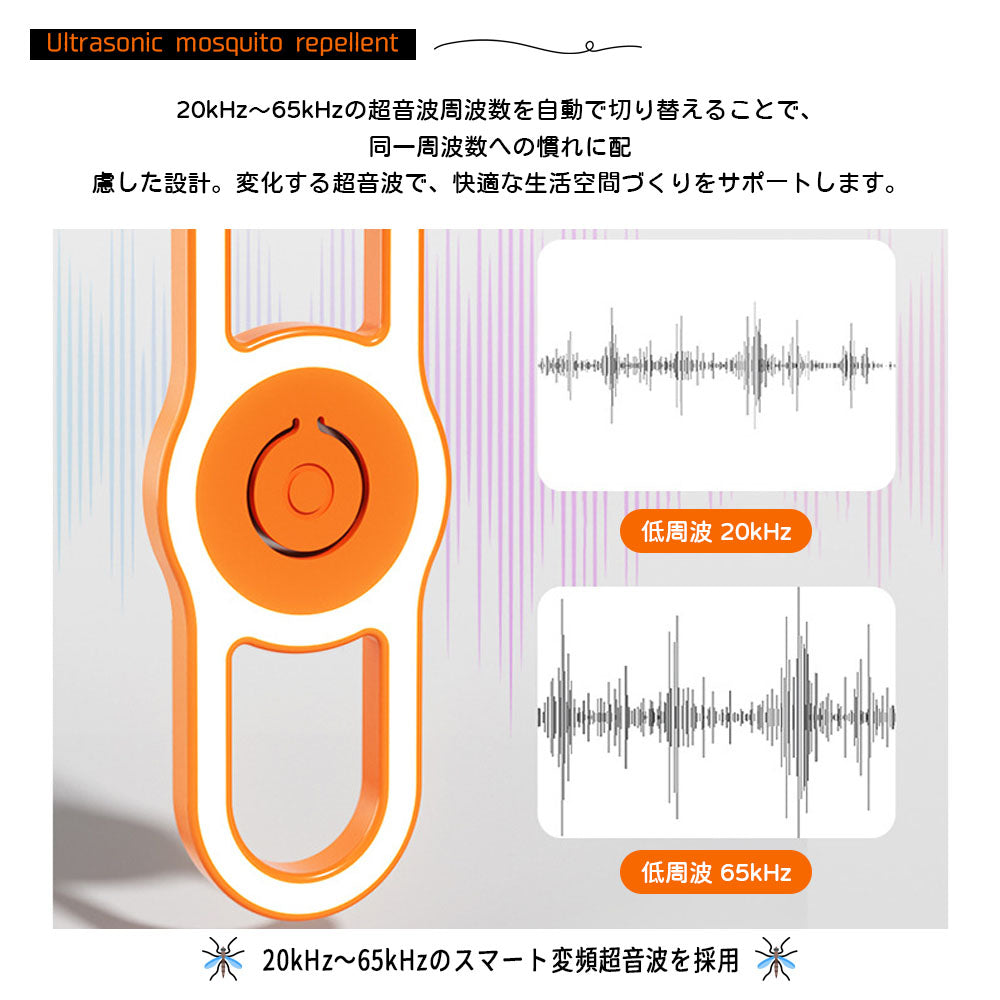 超音波 虫よけ器 2個セット ナイトライト付き 薬剤不使用・無音設計