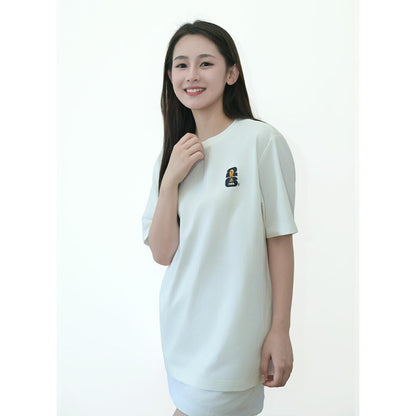 綿100％ 半袖Tシャツ マスコットプリント ゆったりシルエット