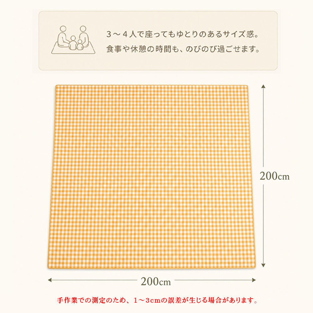 【レジャーシート 200×200cm 大判】ピクニックマット・アルミ裏地・撥水・収納袋付き・キャンプ運動会に