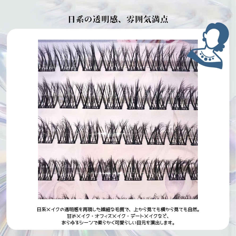 部分つけまつげ セグメント式 のり不要 透明軸 ナチュラルな仕上がり TANJM-GHO