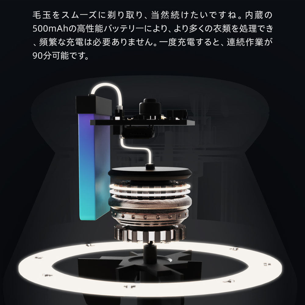 電動毛玉取り機 充電式 Type-C PSE認証済み 安全装置・LEDライト付き DSHJ-S-2002-JP
