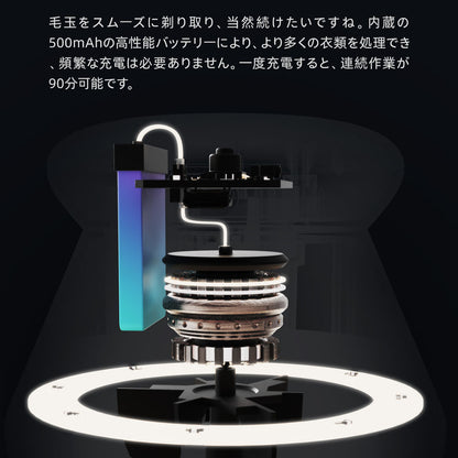 電動毛玉取り機 充電式 Type-C PSE認証済み 安全装置・LEDライト付き DSHJ-S-2002-JP
