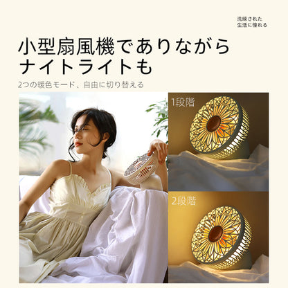 3WAYミニ扇風機 卓上・壁掛け・吊り下げ対応 USB充電式 リモコン・ライト付き DSHJ-S-2118A-JP