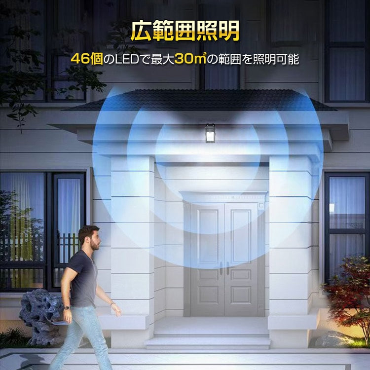 ソーラークリップライト 人感センサー 3点灯モード IP65防水 充電式LED照明