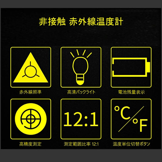 非接触 赤外線デジタル温度計 -50℃～400℃ 0.5秒測定 クッキング・工業用 GM320_C1