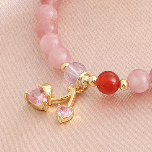 天然石ブレスレット 6mm ストロベリークォーツ パワーストーン アクセサリー WRTA-BR-539
